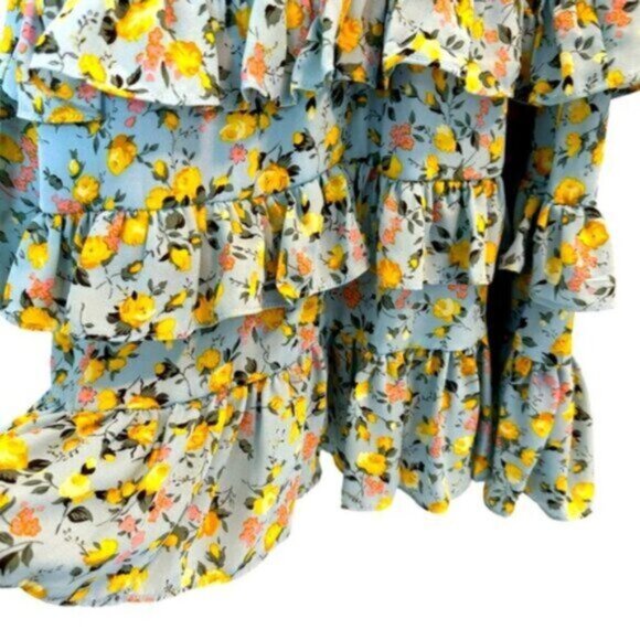 NWT Lulu’s | Feeling Butterflies Light Blue Floral Tiered Mini Dress Size Large - Picture 10 of 15